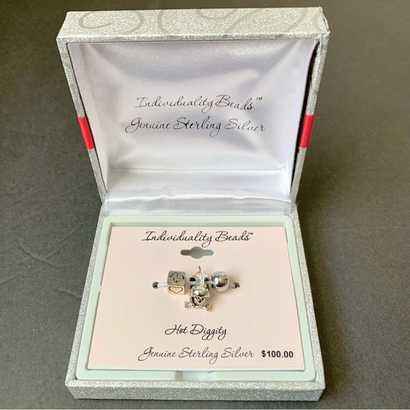 Sterling Silver Set of 3 - Dog w/Bone; Hot Diggity Individuality Charms NEW - Picture 4 of 6